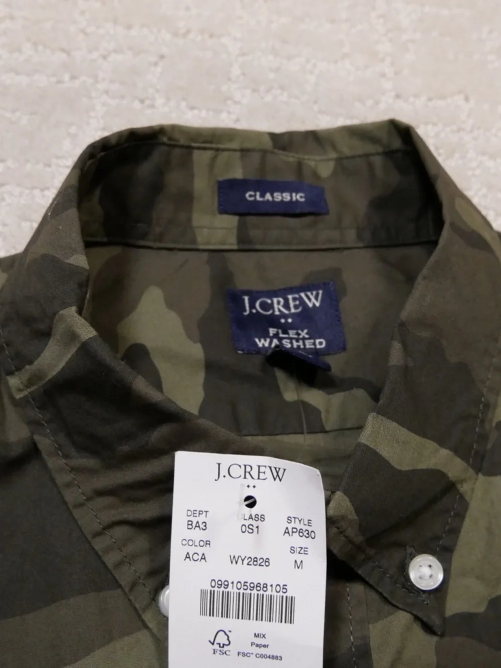 J.Crew Mens Camo‎ Flex Washed Short Sleeve Button Down Shirt AP630 Green M NEW